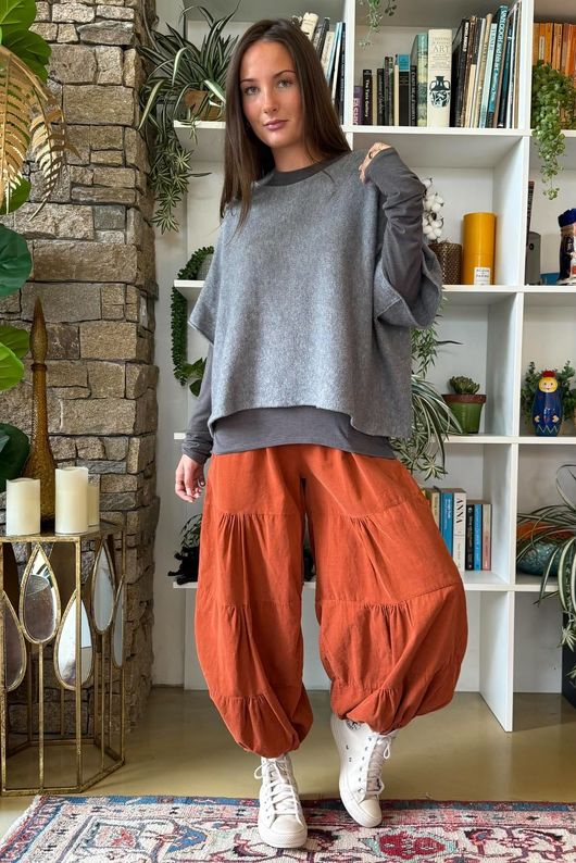 Basso Baby Cord Tiered Cuff Pant Rust